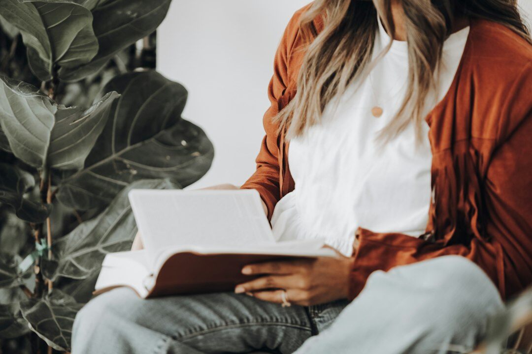 person reading mystery book