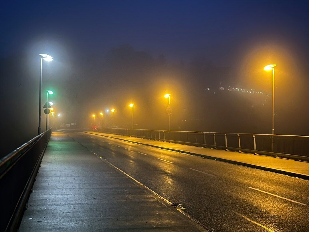 foggy night street